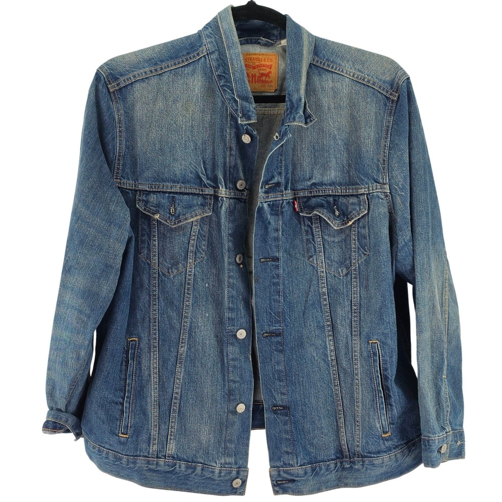 Levis Trucker Jacket Mens XXL Blue Medium Wash Denim Classic Rugged Outerwear